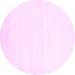 Round Machine Washable Solid Pink Modern Rug, wshcon476pnk