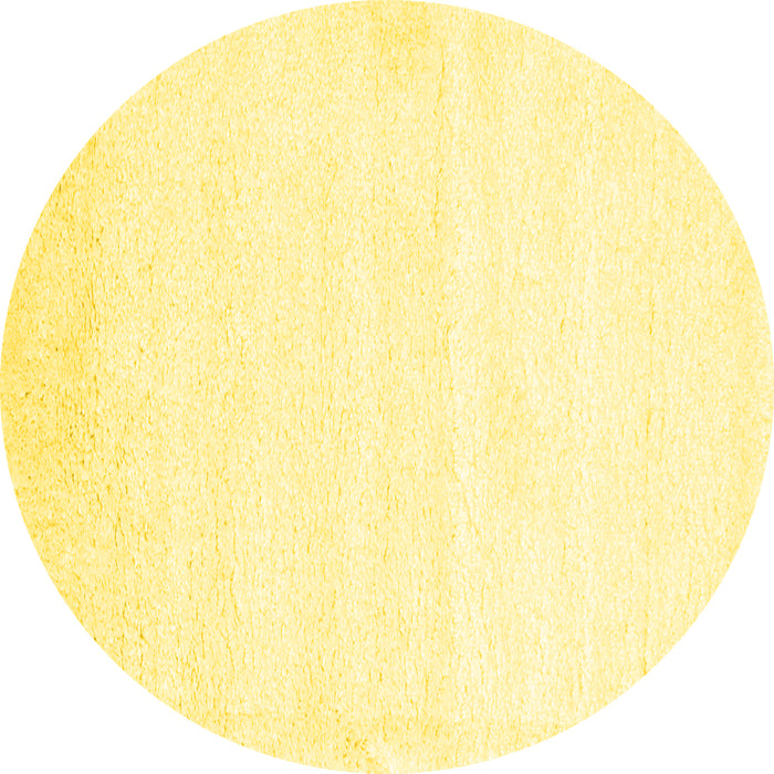 Round Machine Washable Solid Yellow Modern Rug, wshcon476yw