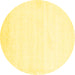 Round Machine Washable Solid Yellow Modern Rug, wshcon476yw