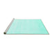Sideview of Machine Washable Solid Turquoise Modern Area Rugs, wshcon476turq