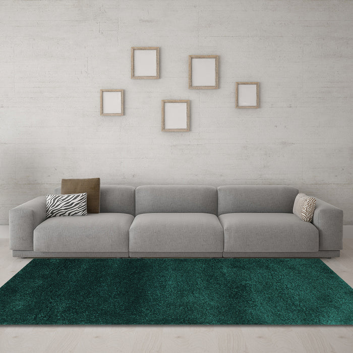 Machine Washable Abstract Turquoise Contemporary Area Rugs in a Living Room,, wshcon477turq