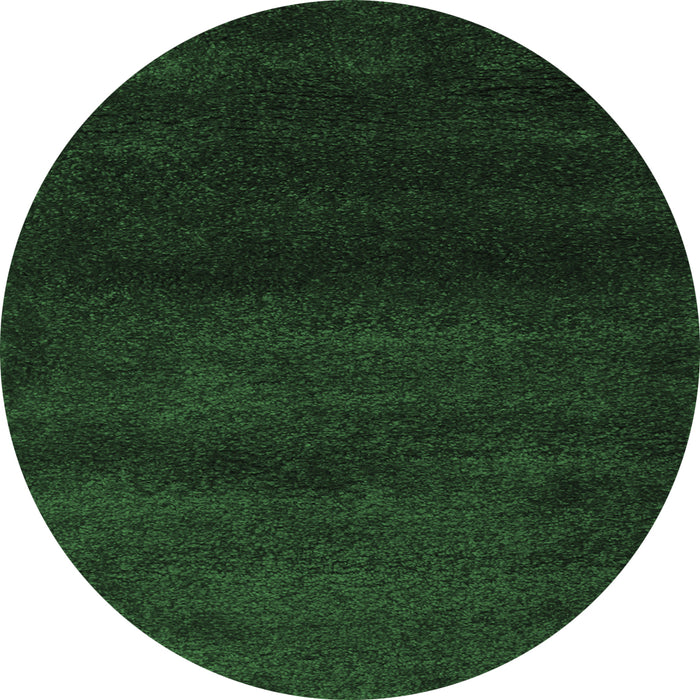 Round Machine Washable Abstract Emerald Green Contemporary Area Rugs, wshcon477emgrn