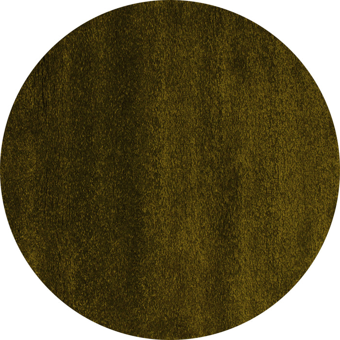 Round Abstract Yellow Contemporary Rug, con477yw
