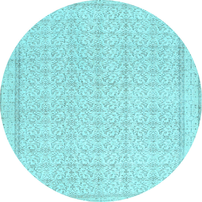 Round Abstract Light Blue Contemporary Rug, con478lblu