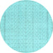 Round Machine Washable Abstract Light Blue Contemporary Rug, wshcon478lblu