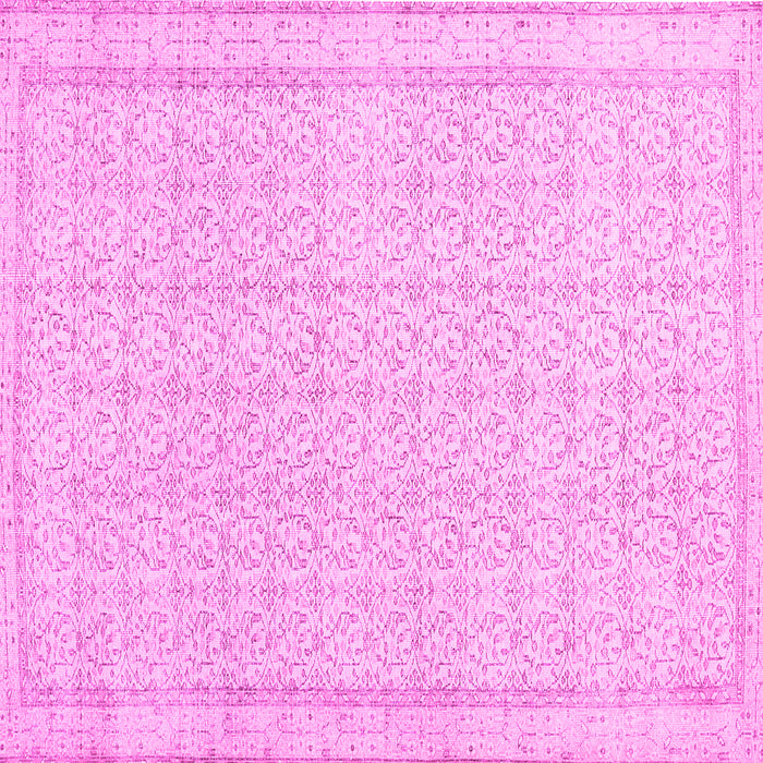 Square Machine Washable Abstract Pink Contemporary Rug, wshcon478pnk
