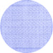 Round Abstract Blue Contemporary Rug, con478blu