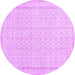 Round Machine Washable Abstract Purple Contemporary Area Rugs, wshcon478pur