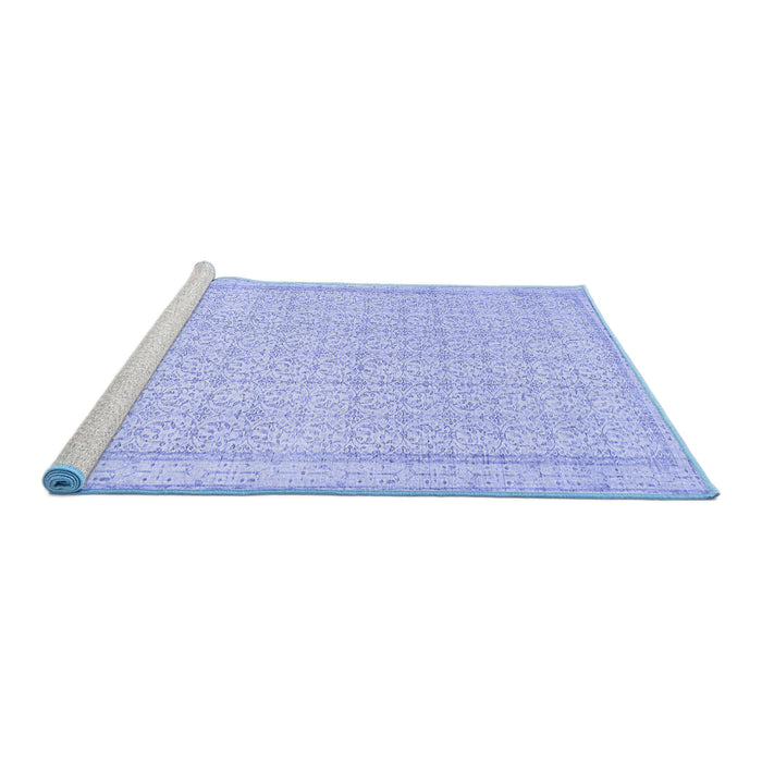 Sideview of Machine Washable Abstract Blue Contemporary Rug, wshcon478blu