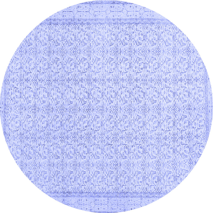 Round Machine Washable Abstract Blue Contemporary Rug, wshcon478blu