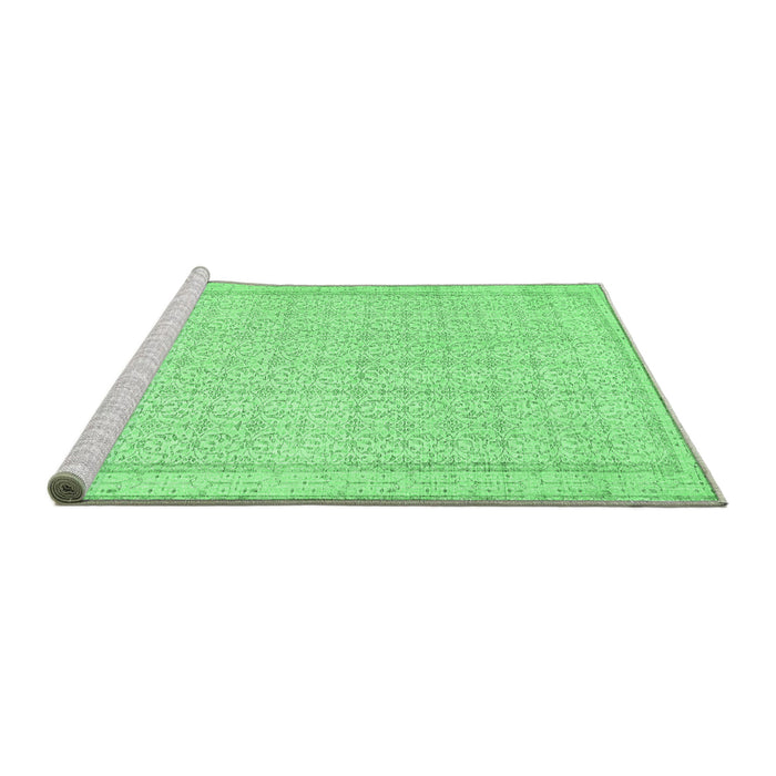 Sideview of Machine Washable Abstract Emerald Green Contemporary Area Rugs, wshcon478emgrn