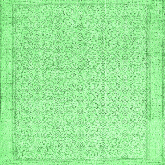 Square Machine Washable Abstract Emerald Green Contemporary Area Rugs, wshcon478emgrn