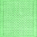 Square Machine Washable Abstract Emerald Green Contemporary Area Rugs, wshcon478emgrn