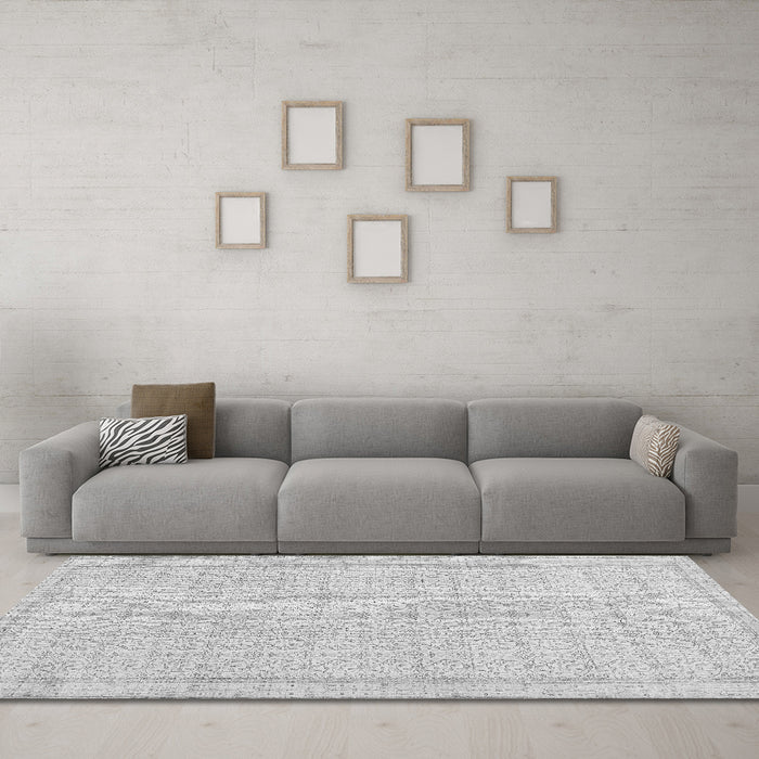 Machine Washable Abstract Gray Contemporary Rug in a Living Room,, wshcon478gry