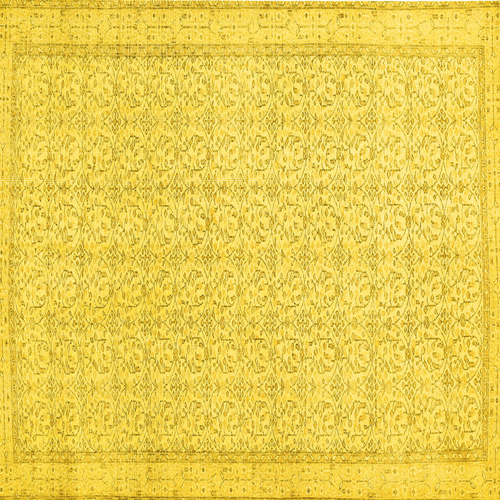 Square Machine Washable Abstract Yellow Contemporary Rug, wshcon478yw
