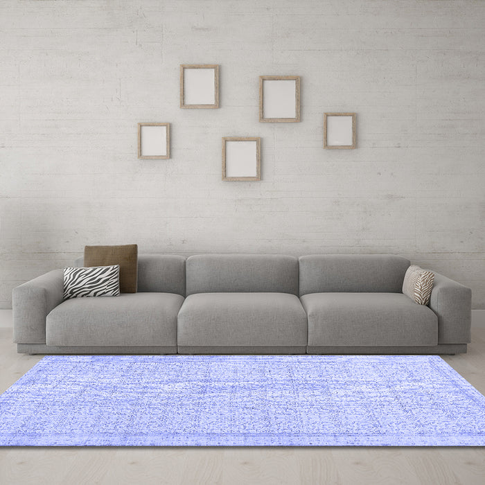 Machine Washable Abstract Blue Contemporary Rug in a Living Room, wshcon478blu