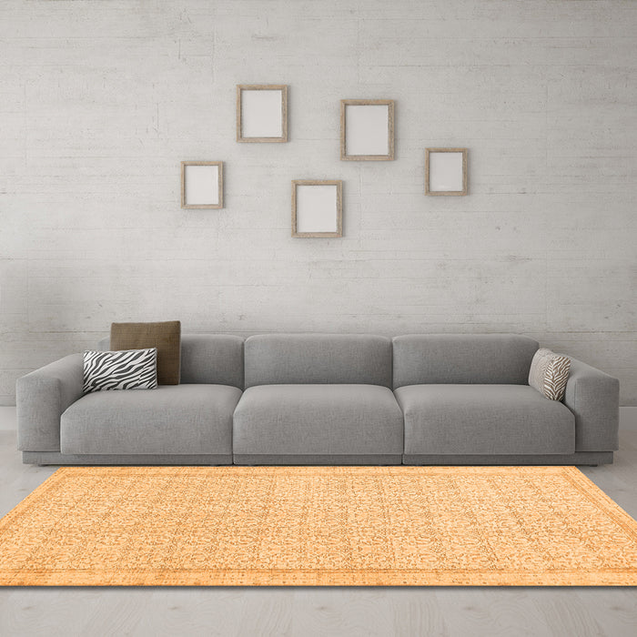 Machine Washable Abstract Orange Contemporary Area Rugs in a Living Room, wshcon478org