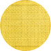 Round Abstract Yellow Contemporary Rug, con478yw