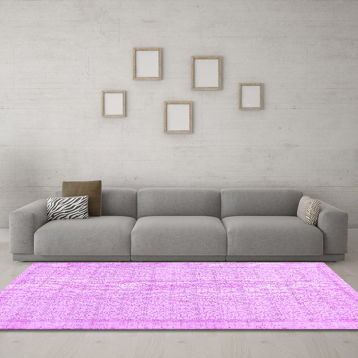 Machine Washable Abstract Purple Contemporary Area Rugs in a Living Room, wshcon478pur