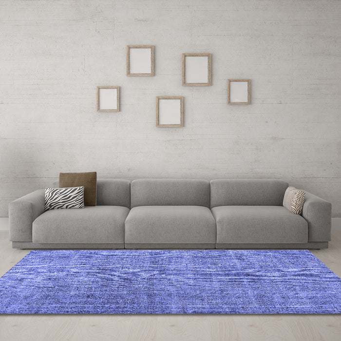 Machine Washable Abstract Blue Contemporary Rug in a Living Room, wshcon479blu
