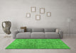 Machine Washable Abstract Green Contemporary Area Rugs in a Living Room,, wshcon479grn