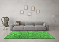 Machine Washable Abstract Green Contemporary Rug, wshcon479grn