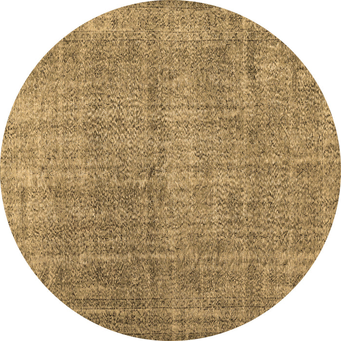 Round Abstract Brown Contemporary Rug, con479brn