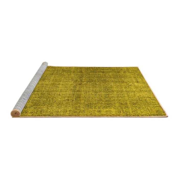 Sideview of Machine Washable Abstract Yellow Contemporary Rug, wshcon479yw