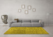 Machine Washable Abstract Yellow Contemporary Rug in a Living Room, wshcon479yw