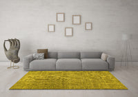 Machine Washable Abstract Yellow Contemporary Rug, wshcon479yw