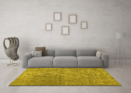 Machine Washable Abstract Yellow Contemporary Rug in a Living Room, wshcon479yw