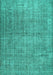 Machine Washable Abstract Turquoise Contemporary Area Rugs, wshcon479turq