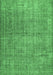 Machine Washable Abstract Emerald Green Contemporary Area Rugs, wshcon479emgrn