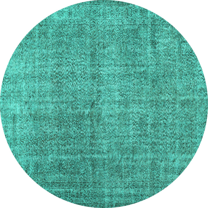 Round Abstract Turquoise Contemporary Rug, con479turq