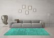 Machine Washable Abstract Turquoise Contemporary Area Rugs in a Living Room,, wshcon479turq