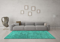 Machine Washable Abstract Turquoise Contemporary Rug, wshcon479turq