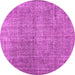 Round Machine Washable Abstract Pink Contemporary Rug, wshcon479pnk