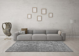 Machine Washable Abstract Gray Contemporary Rug in a Living Room,, wshcon479gry