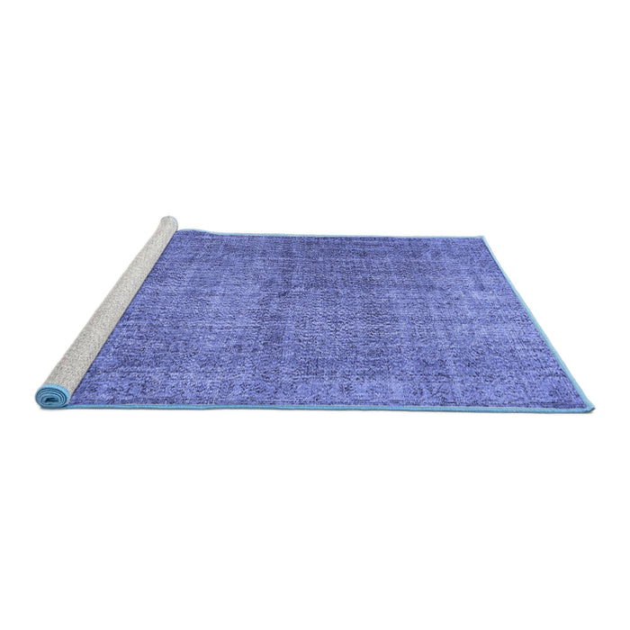 Sideview of Machine Washable Abstract Blue Contemporary Rug, wshcon479blu