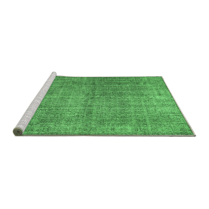 Sideview of Machine Washable Abstract Emerald Green Contemporary Area Rugs, wshcon479emgrn