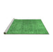 Sideview of Machine Washable Abstract Emerald Green Contemporary Area Rugs, wshcon479emgrn