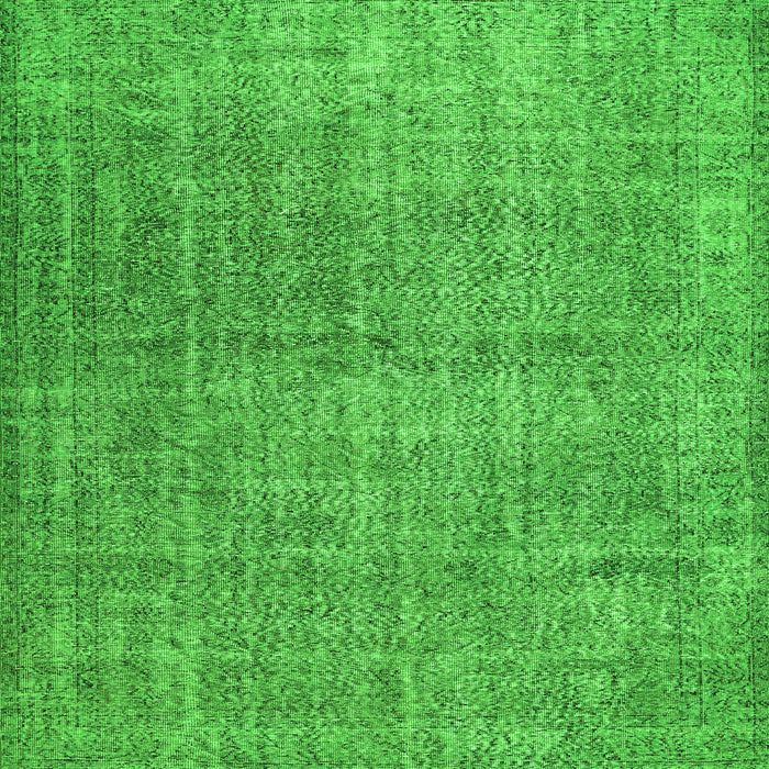 Round Machine Washable Abstract Green Contemporary Area Rugs, wshcon479grn