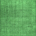 Square Machine Washable Abstract Emerald Green Contemporary Area Rugs, wshcon479emgrn