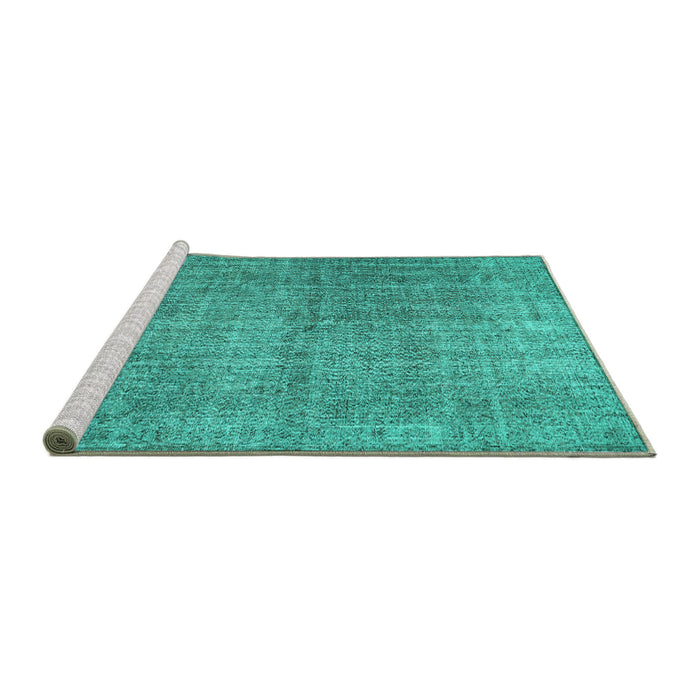 Sideview of Machine Washable Abstract Turquoise Contemporary Area Rugs, wshcon479turq