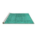 Sideview of Machine Washable Abstract Turquoise Contemporary Area Rugs, wshcon479turq