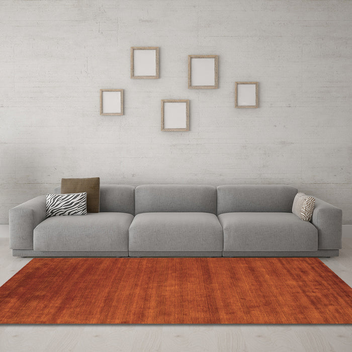 Machine Washable Abstract Orange Contemporary Area Rugs in a Living Room, wshcon47org