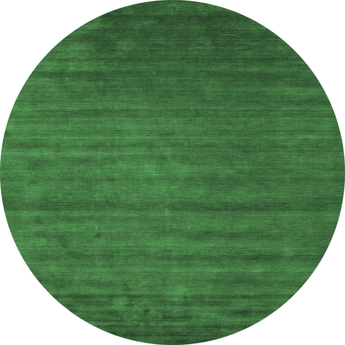Round Machine Washable Abstract Emerald Green Contemporary Area Rugs, wshcon47emgrn