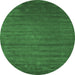 Round Machine Washable Abstract Emerald Green Contemporary Area Rugs, wshcon47emgrn