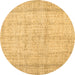 Round Abstract Brown Contemporary Rug, con480brn