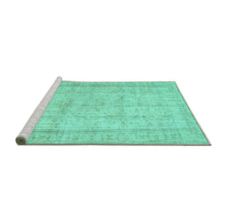 Sideview of Machine Washable Abstract Turquoise Contemporary Area Rugs, wshcon480turq